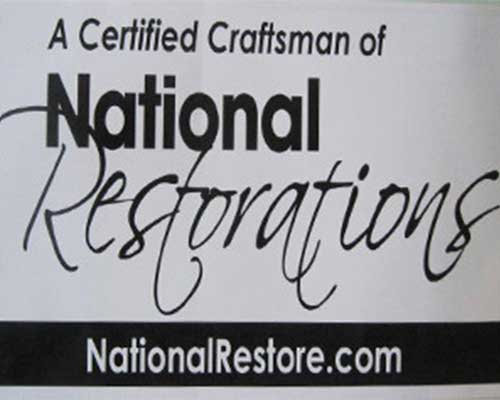 National Restorations certificate 